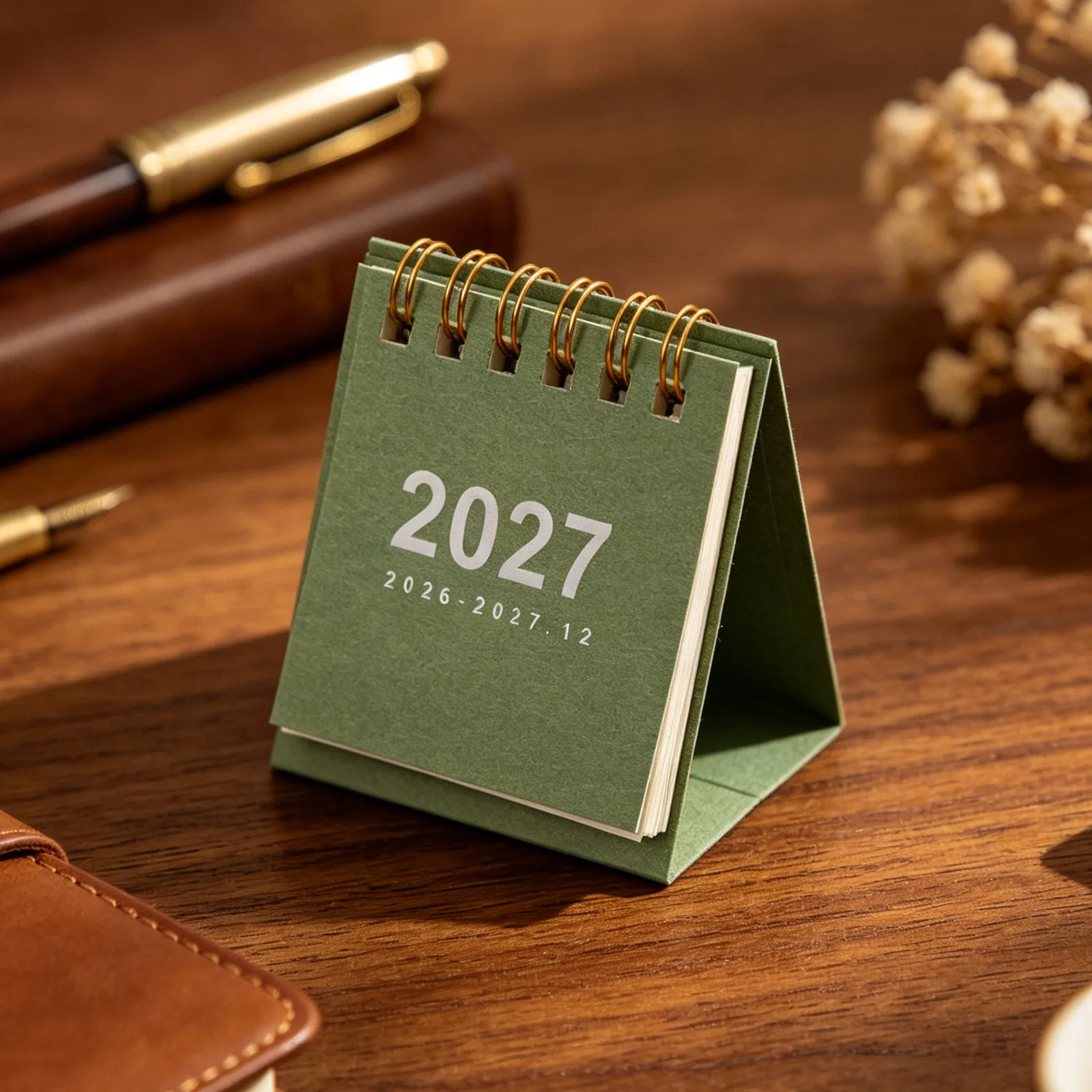 Mini Desk Calendar 2027 Compact Spiral Flip Desktop Standing Planner Nordic Style Clear Monthly Layout Space Saving Organizer