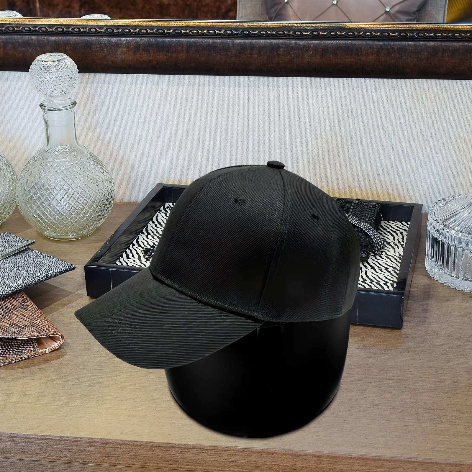 

Inflatable Hat Holder Display Stand Shaper for Baseball Cap Black PVC Material Portable Hat Rack Stand Adjustable Size