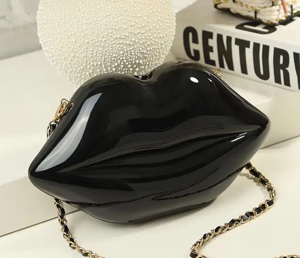 2017 Donne Red Lips Clutch Borsa Delle Signore di Alta Qualità Acrilico Catena del Sacchetto di Spalla Bolsa Sacchetto di Sera Labbra di Figura