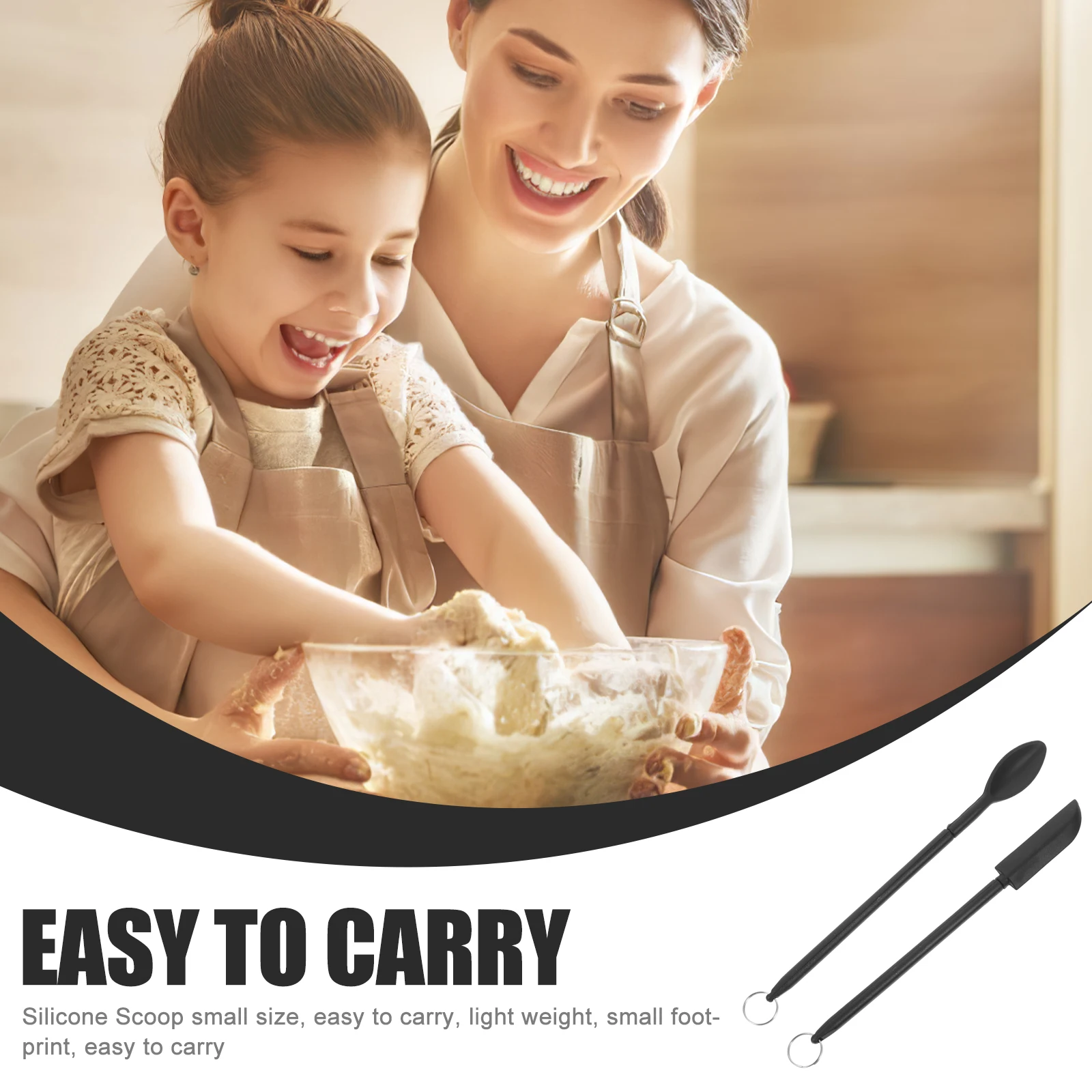 

1Set Jam Spatula Scoop Multipurpose Silicone Spatula Small Telescopic Spoon Scraper Baking Kitchen Tool Lightweight Portable