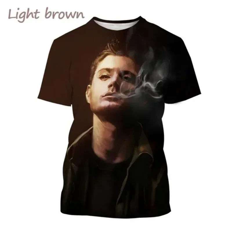 Jensen Ackles 3D Print T-shirt Fashion Personality Men Clothing Dean Winchester Supernatural Movie Graphic T Shirt Harajuku Tops