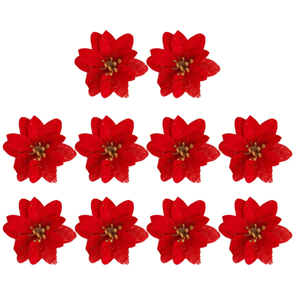 

10 PCS Christmas Decor Flower Xmas Garlands Home Simulation Berry Red Fake Child