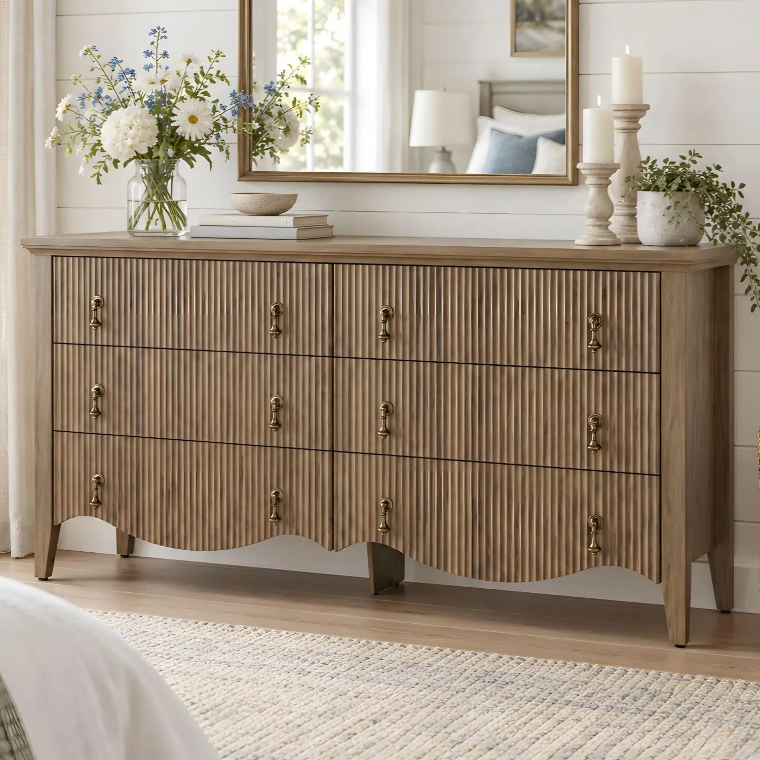 6-Drawer Fluted Dresser, 52