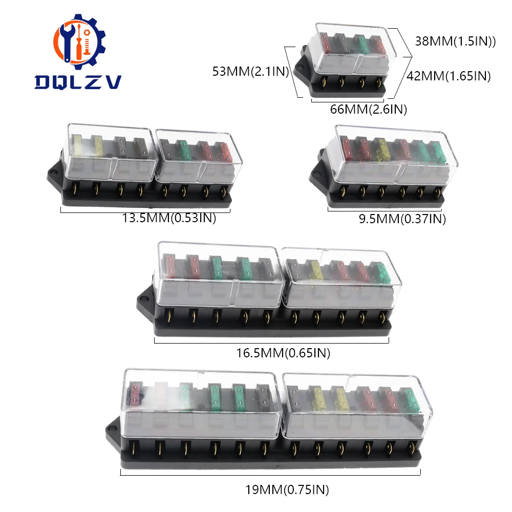 Circuit Standard 4/6/8/10/12 Way ATO Blade Fuse Box Plastic Cover DC12V 24V Car Fuse Block Holder with 3A-30A Fuses