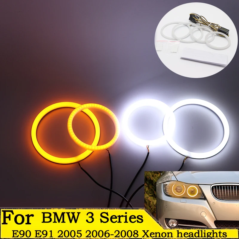 high quality SMD Cotton Light Switchback LED Angel Eye  Ring Kit For BMW 3 Series E90 E91 2005 2006-2008 Xenon headlights