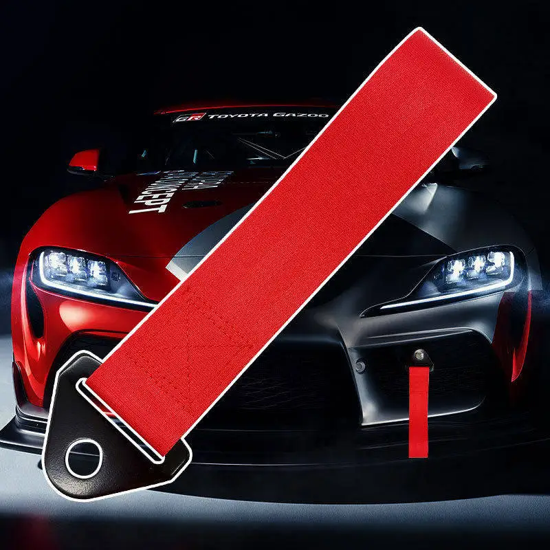 Universal No Logo Towing Strap, Fashionable JDM Car Accessory, Front Bumper Decorative Pulling Ribbon