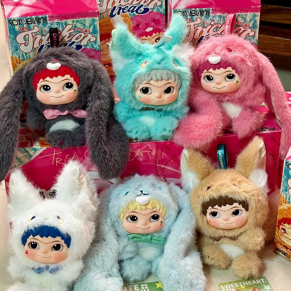 واكوكو V2 الثعلب والأرنب تريكر علاج صندوق أعمى لطيف واكوكو عمل الشكل صندوق غامض الثعلب الأرنب دمية المفاتيح مفاجأة حقيبة اللعب