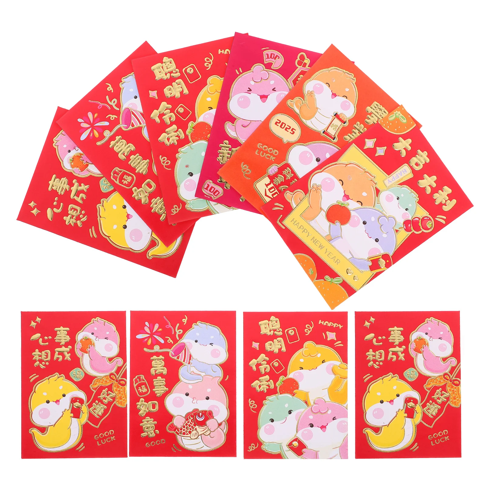60 Pcs Lai Shi Feng Hong Bao New Year Decorations Lunar Envelopes Calendar Red Cash for Money Paper