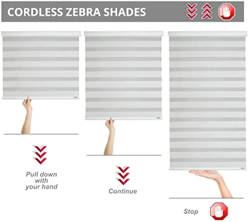 

Cordless Zebra Window Shades, Indoor Blinds, Guard Blinds, Roll Up, Light Filter