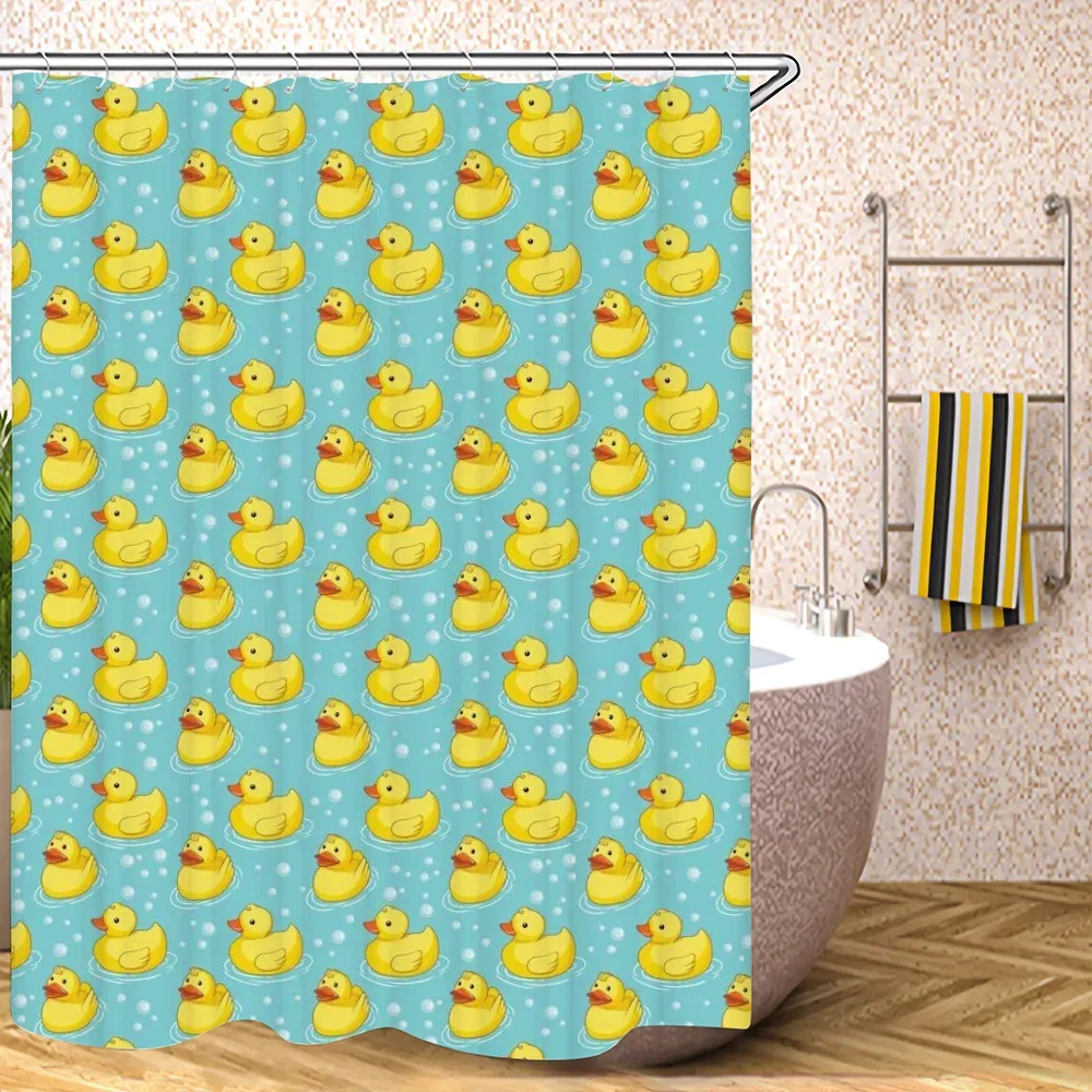 Yellow Duck Waterproof Shower Curtain for Bathroom Opaque Curtains Accessories Bath Bedrooms the Home Fabric Shade Products