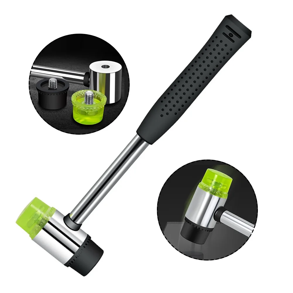 Woodworking Hammer Rubber Hammer Sliver Steel Black Green Iron PVC Floor Laying Furniture Repair Labor-saving 25MM
