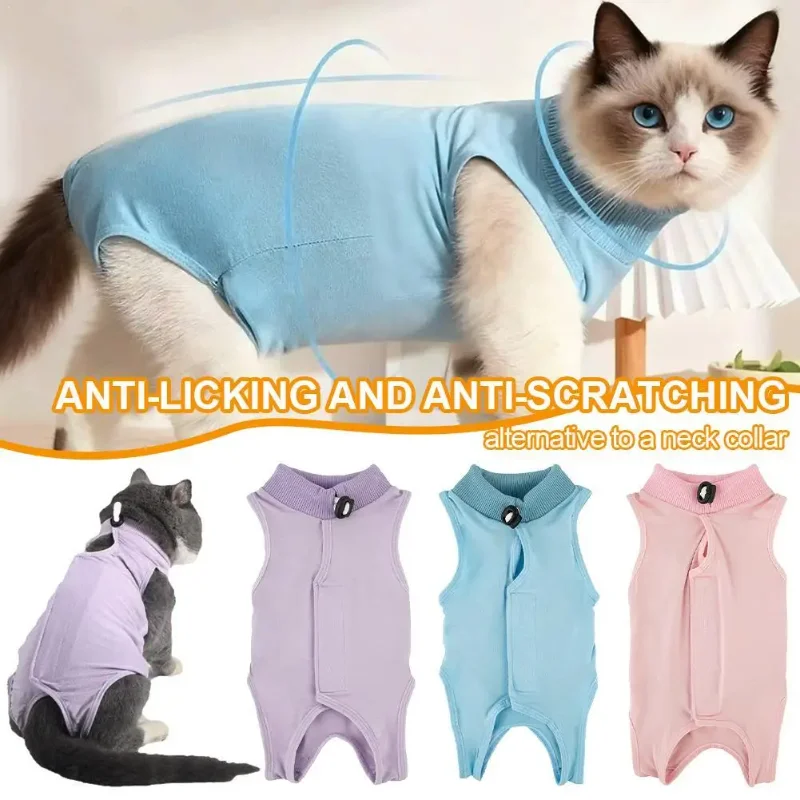 1Pc S/M/L Cat Surgery Recovery Suit - Anti-Licking Onesie for Abdominal Wounds, Spay/Neuter Recovery Bodysuit for Cats & Kittens
