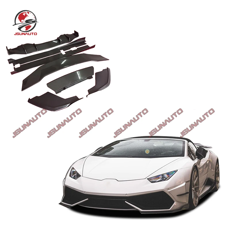 Carbon Fiber Body Kit For Lambor Huracan D Style Carbon Front Diffuser Lip Splitter Side Skirts Rea Lip Spoiler For Lp610