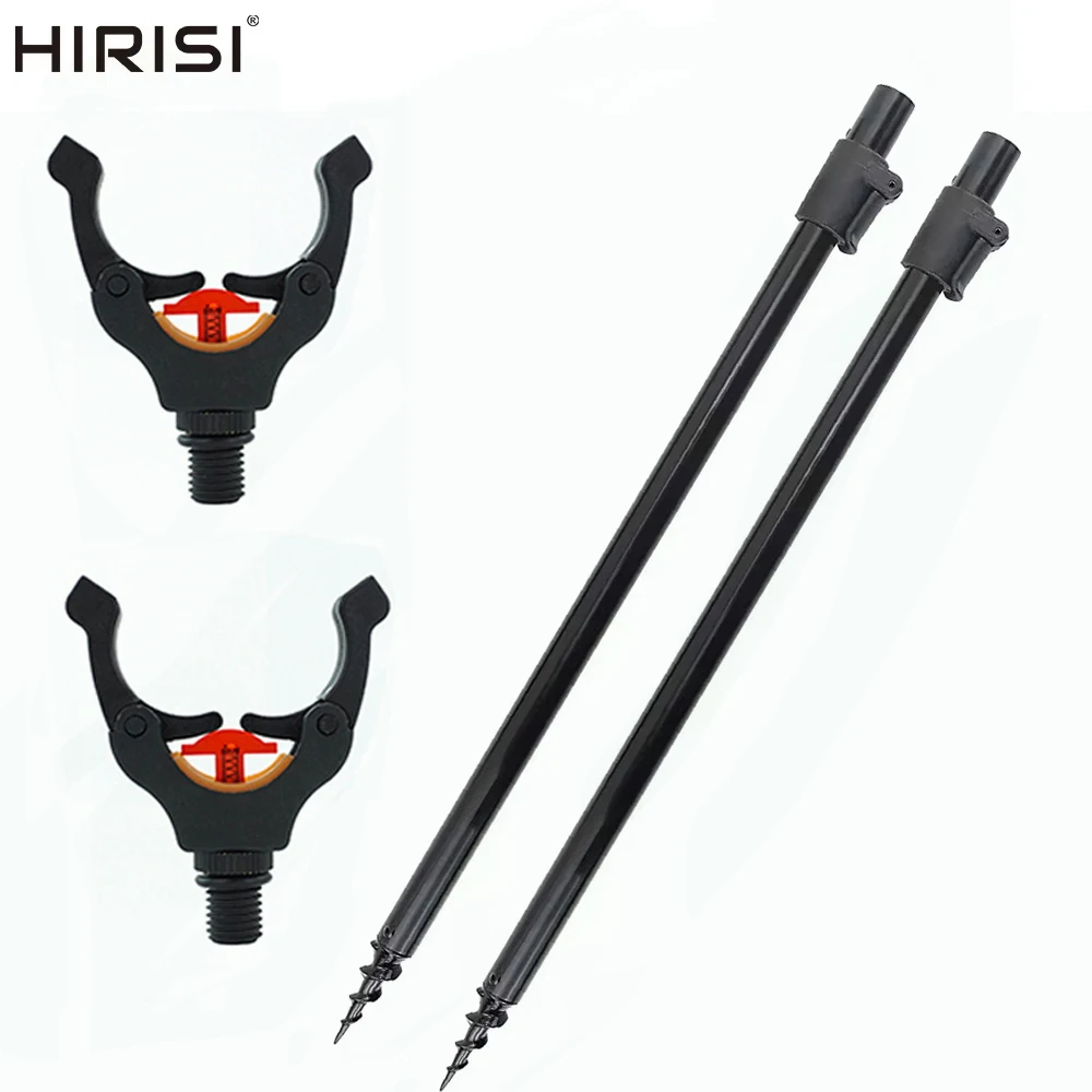 

Hirisi 2 piece Carp Fishing Bank Sticks and 2pcs Rod Rest Head Aluminium Rod Pod Support Fishing Accessories