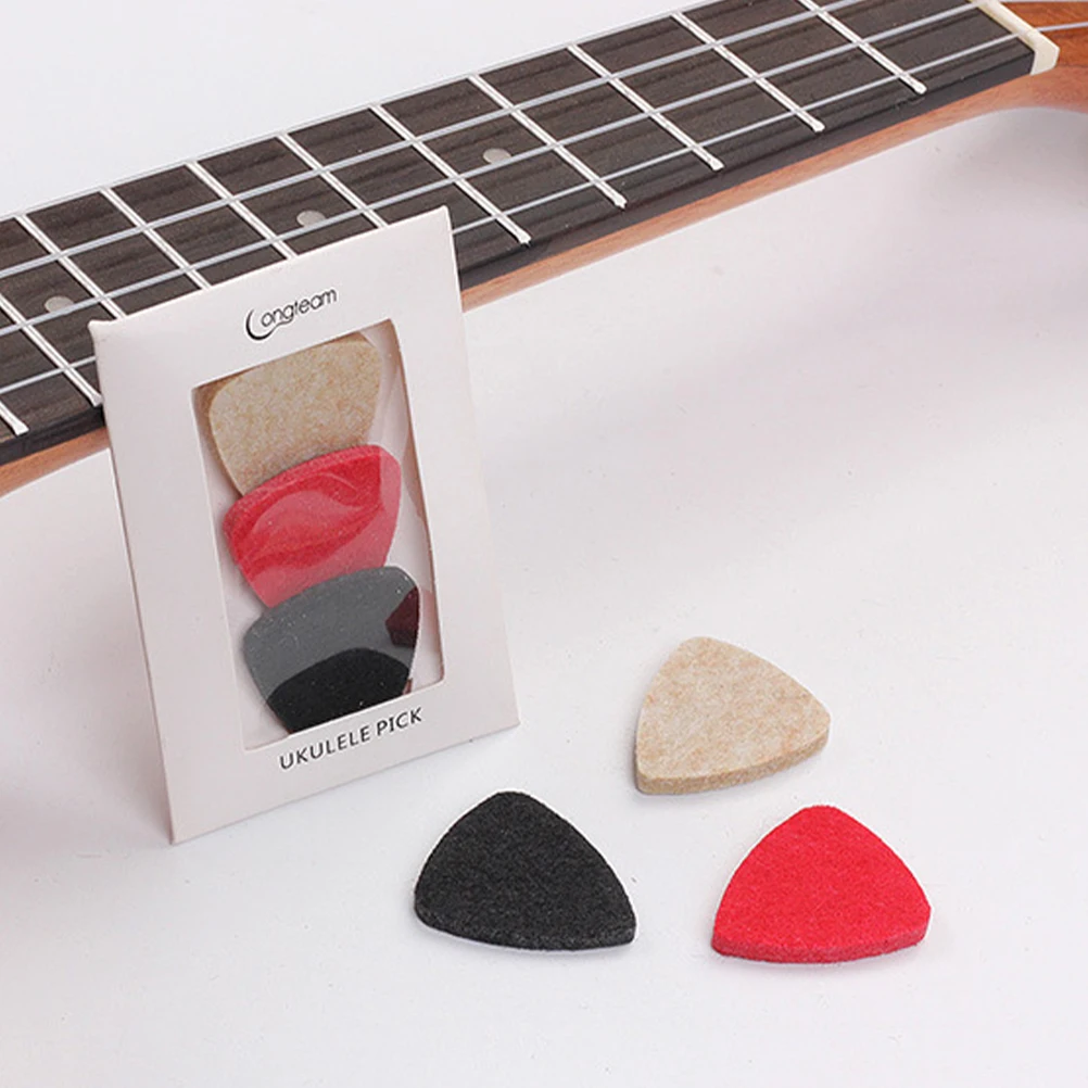 

3pcs Wool Felt Guitar Pick Compact Practical Plectrums For Electric Folk Stringed Instruments Portable Picks Replacement