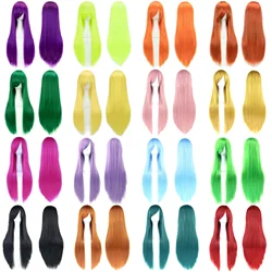 80cm Long Straight Wigs Pink Green Party Hair Accessories Synthetic Hair Cosplay Wig for Women