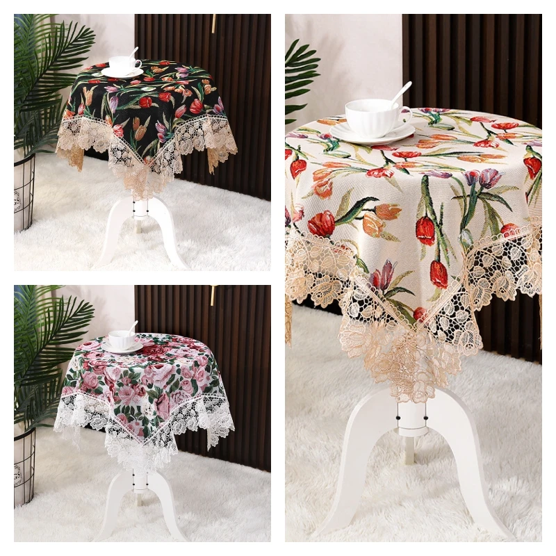 

Nice Jacquard flowers Square tablecloth Holiday party living room washing machine furniture covers Christmas wedding decorations