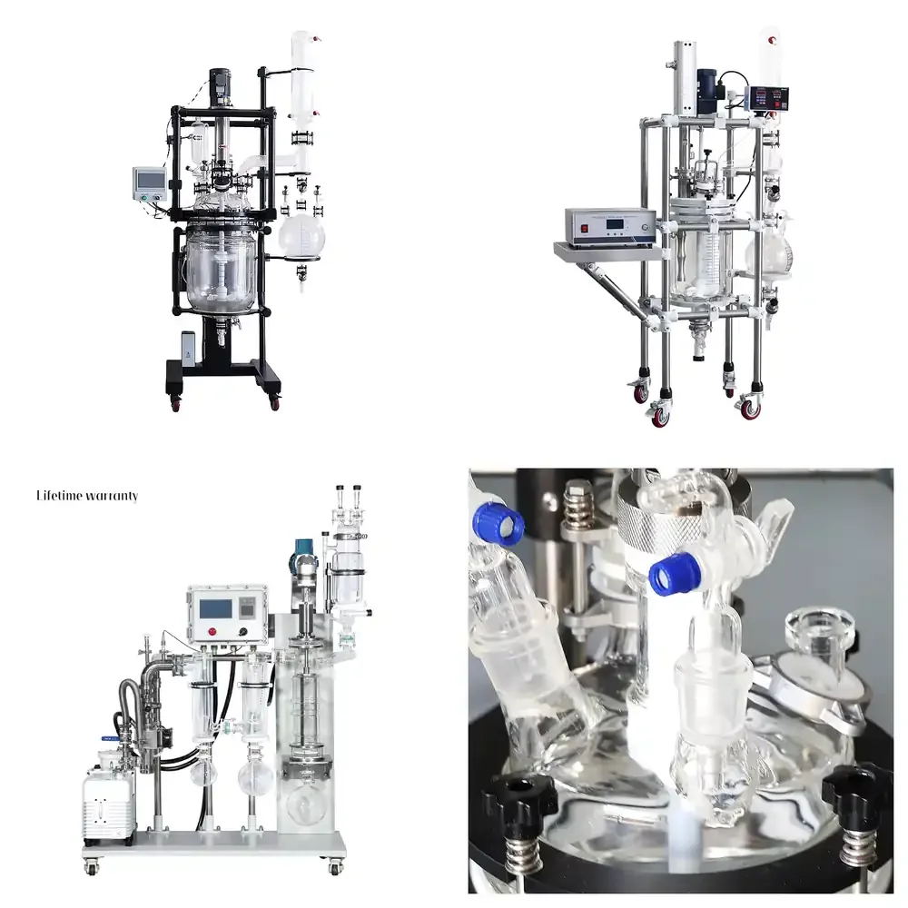 

CE Lined Reaction Kettle High Borosilicate Glass 3.3 Jacket Glass Mixer 5L 20L 50L Automatic Explosion-Proof Motor PLC Price