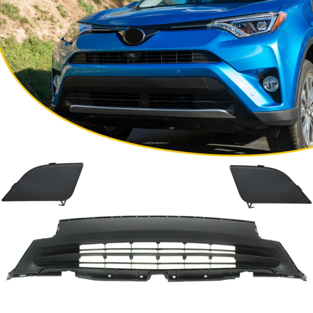 

Front Bumper Tow Hook Cover Cap & Lower Grille Fit 2016-2018 Toyota RAV4 LE XLE