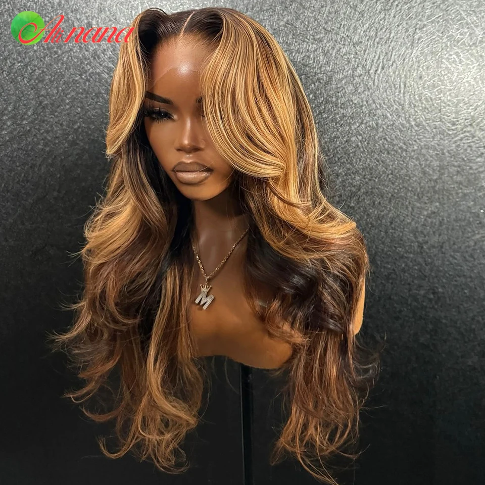 

200% Density 13X6 Lace Front Wigs Highlights Blonde Brown Colored Body Wave 5X7 Lace Closure Wig Human Hair Wigs For Black Women