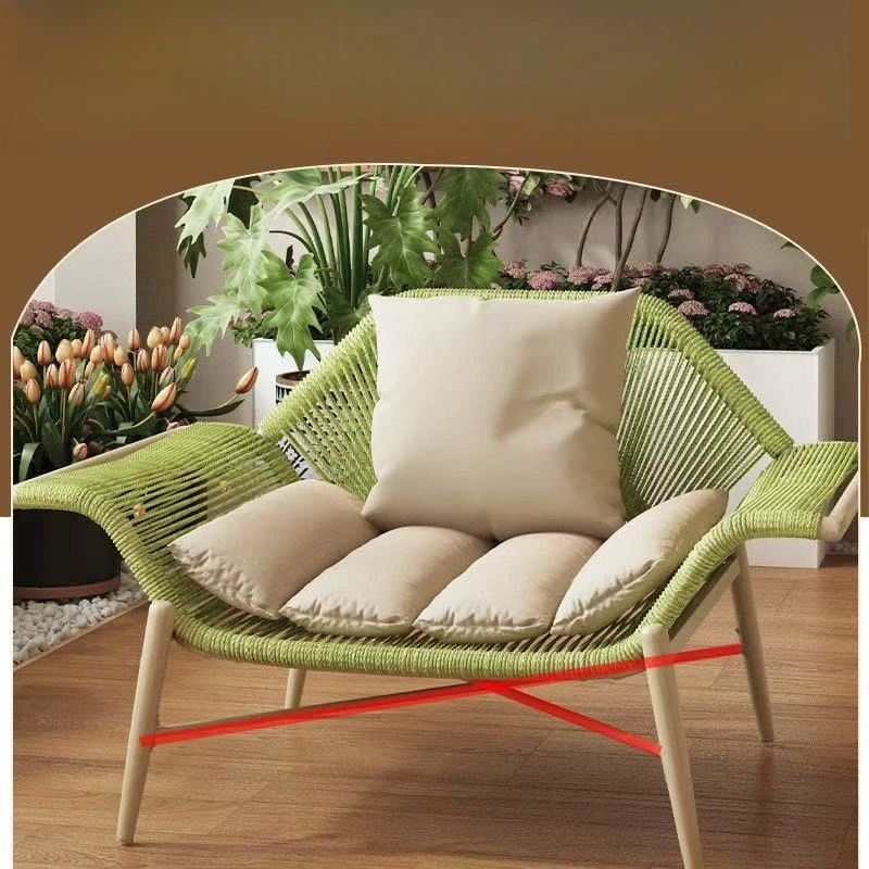 Double balcony leisure chair simple living room rattan courtyard waterproof heightened concubine chair