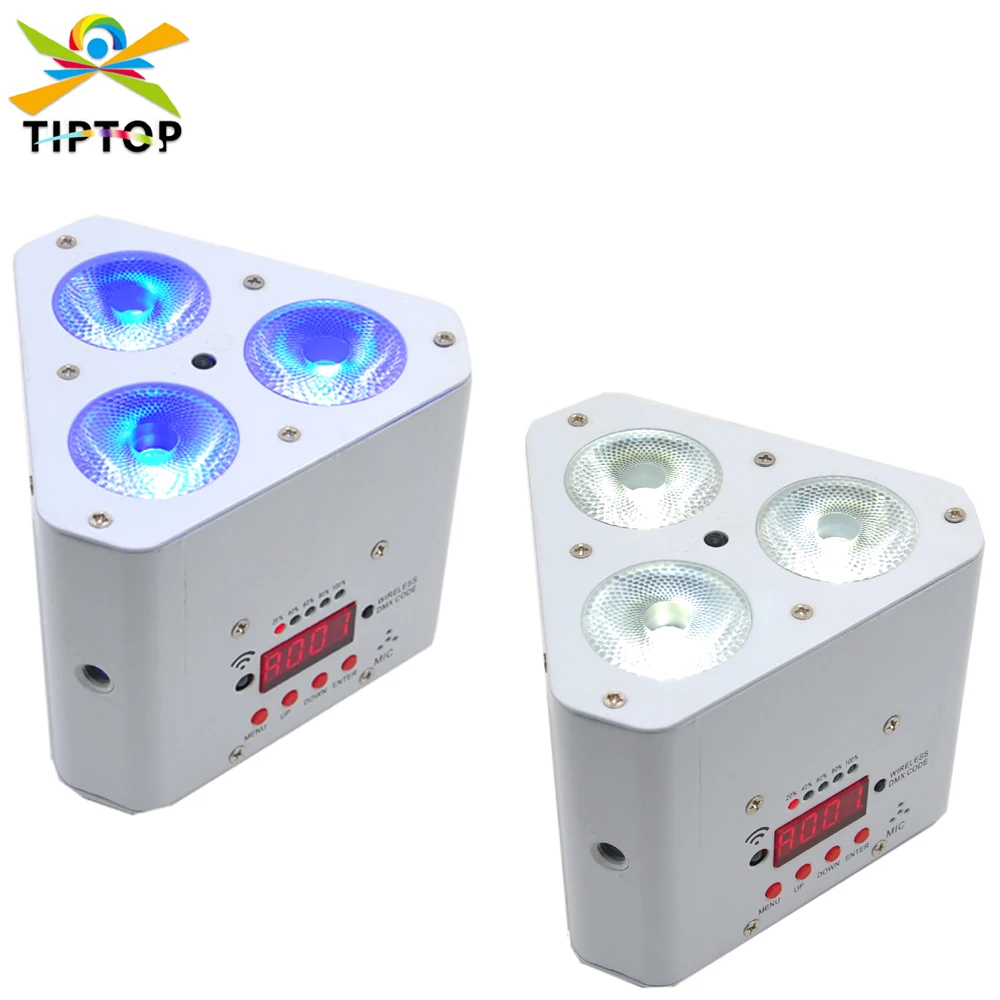 

3x18W Short Triangle Battery Powered Wireless RGBWA UV DMX IRC Freedom LED Wash Par Lighting Power White Shell Mini Size