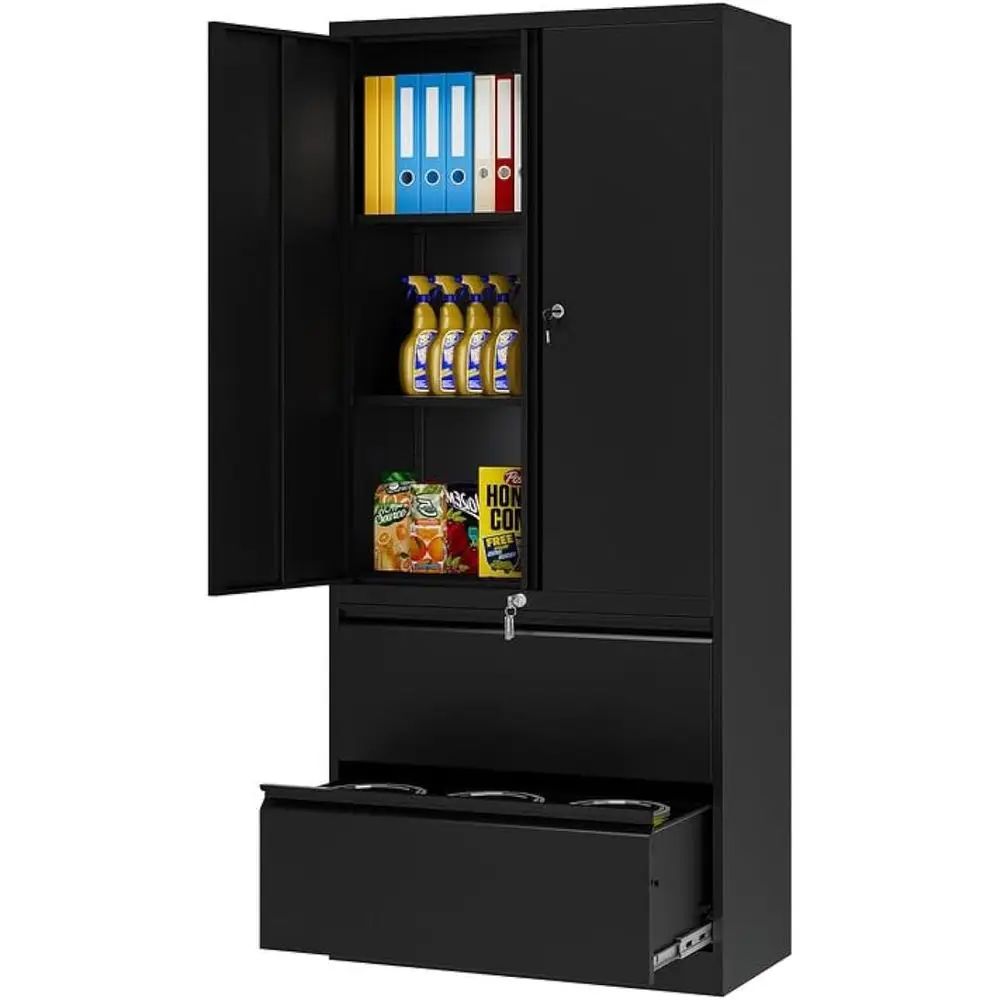 Lateral Filing Cabinet with 2 Drawers, 71 H for Office or Home Office, Storage Cabinet with Adjustable Shelves - Assembly Requir