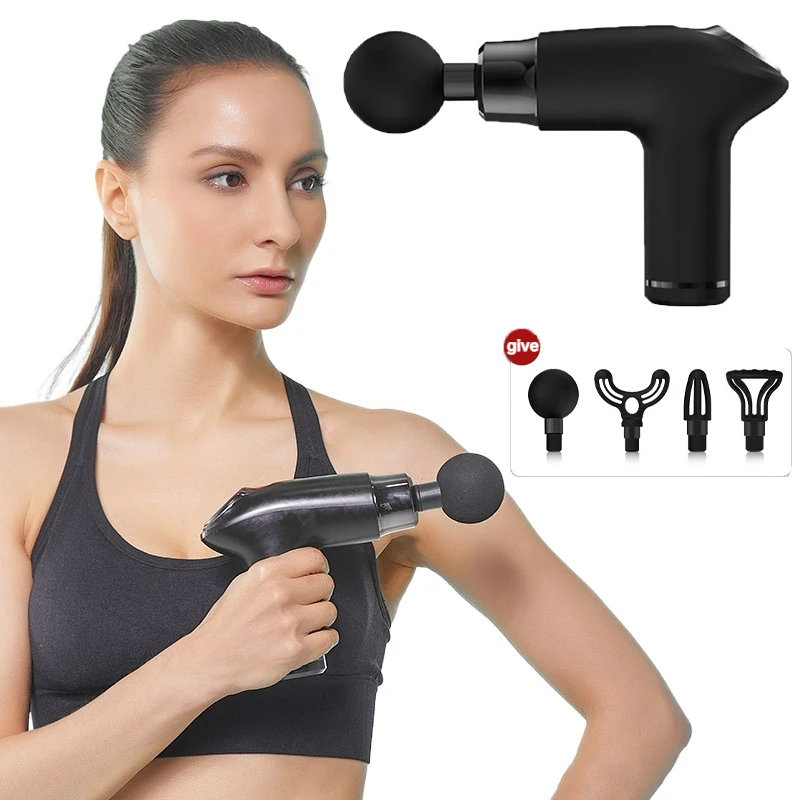 

Mini LCD 12 Gears Black Handheld New Design Electric Massage Gun Vibration Muscle Massage Gun Fascial Gun Muscle Relaxation