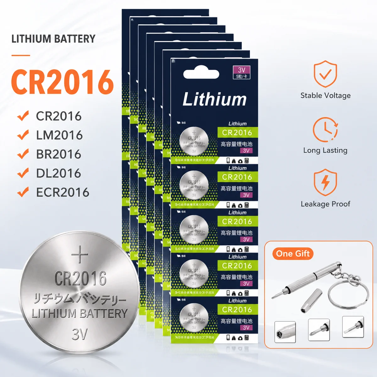 Lithium Coin Cell Battery CR2016 3V 5-100PCS Replacement DL2016 BR2016 LM2016 for Watch Clock Toy Remote Control