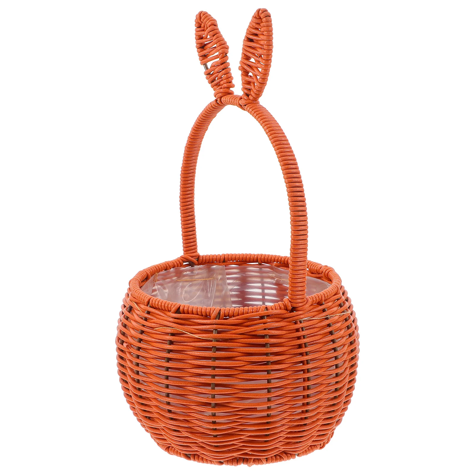 

Rabbit Ears Basket Artificial Rattan Vase Plastic Material Storage Garden Flower Picnic Fruit Container