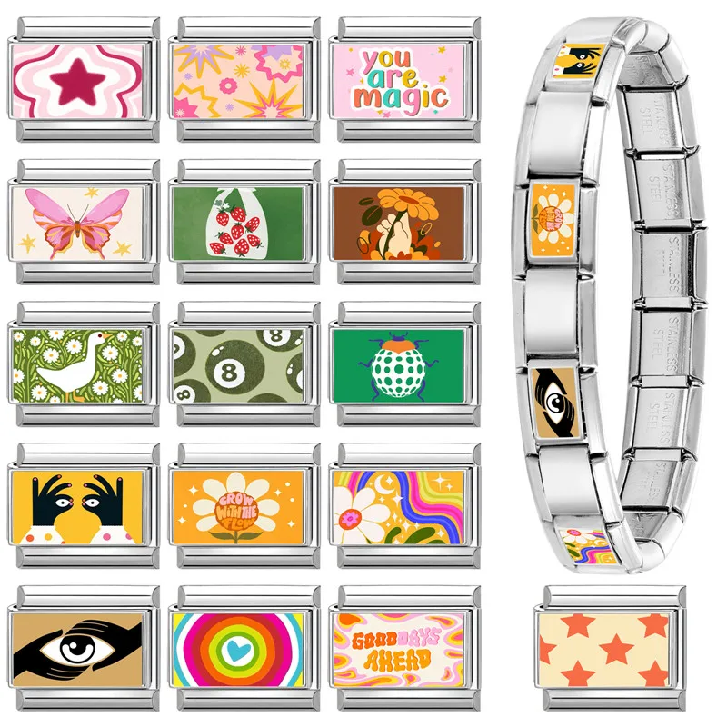 جديد جميل الحيوانات الأليفة القطط والكلاب وصلات سحرية إيطالية تناسب 9 مللي متر سوار الفولاذ المقاوم للصدأ النساء الرجال DIY بها بنفسك صنع المجوهرات #5