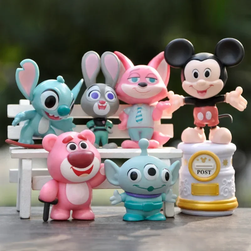 10pcs/set Disney Stitch Mickey Elsa Lotso Cartoon Anime Action Figure Toys Statue Collection Model Home Decoration Kids Gifts