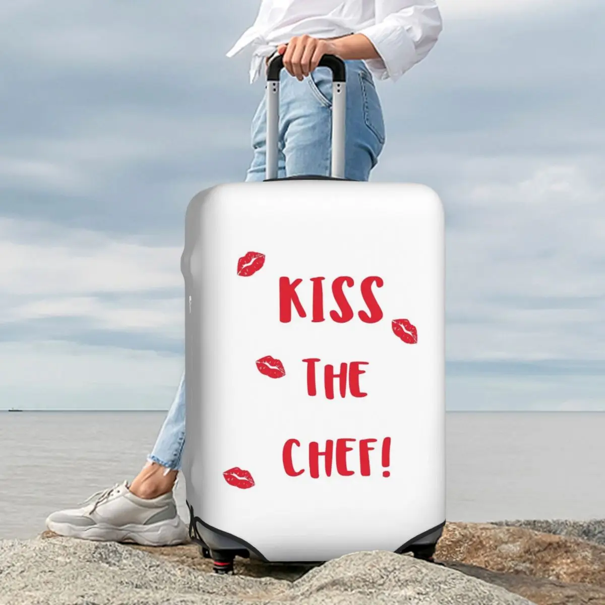 غطاء حماية لحقيبة السفر من Kiss The Chef، أغطية حماية مرنة لرحلات الأمتعة مقاس 18-32 بوصة
