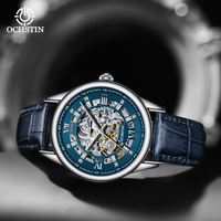 OCHSTIN Brand Luxury Automatic Watches Men Self-Wind Mechanical Skeleton Hollow Waterproof Male Clock Leather Strap Dropshipping