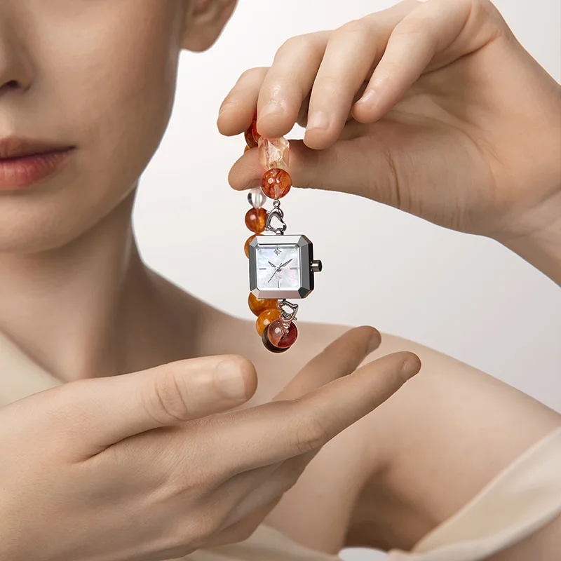 TIMETOKEN 2025 New Style Women's Watch with Warm Color Free-Form Natural Crystal Fashionable Versatile Minimalist