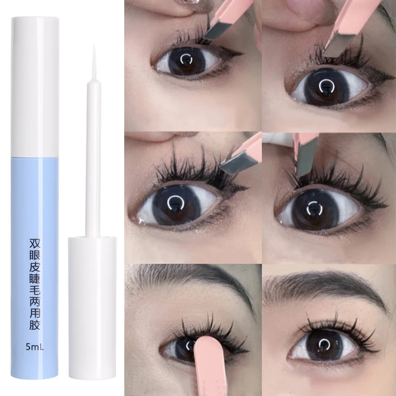 2-in-1 Adhesive Eyelash Glue Fast Dry Waterproof Double Eyelid Styling Shaping Glue Individual Eyeslashes Extensions Makeup Tool