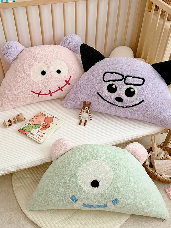 

Подушка-валик Anlanyan Ins в виде милого мультяшного монстра, из овечьего вельвета, полукруглая, мягкая, съемная, моющаяся, для поддержки спины