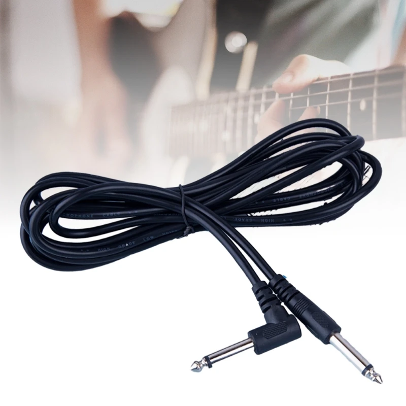 Guitar Instrument Cable Straight to Right-Angled Gold Plated 6.35mm Guitar Cord 3 Meter for Guitar Keyboards Mixers 24BD