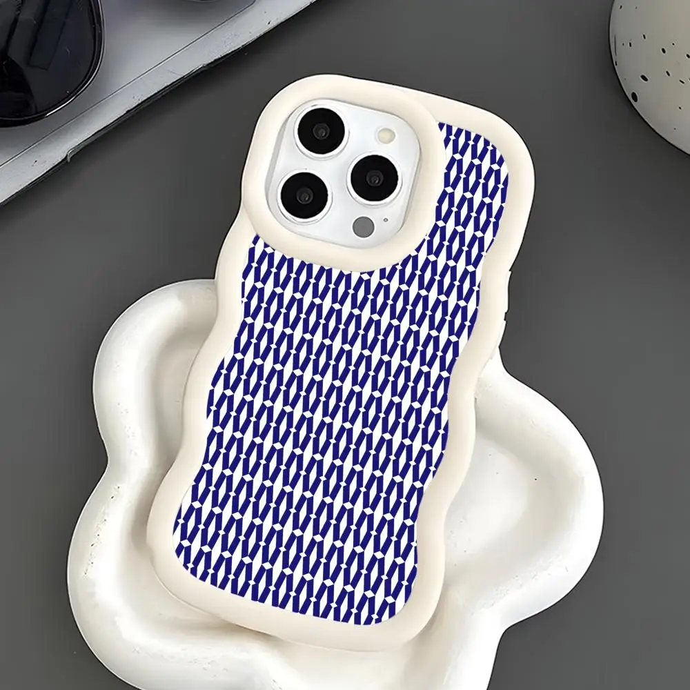 

Gentle Breeze Texture Phone Case for iPhone 17 16 15 14 13 12 11 Air Pro Max Plus White Soft TPU Wavy Edge Cover