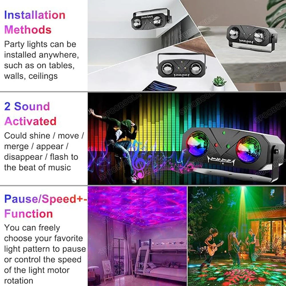 DJ Disco Lights Party Lights 3 in 1 Strobe Star Ocean Wave Projector with Remote Control for Bar Birthday Wedding KTV Christmas image 3