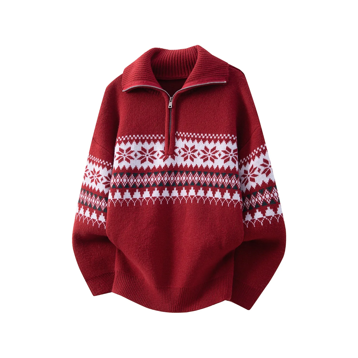 

Мужская вязаная толстовка свободного кроя на молнии, красная, повседневная, зимняя, модная, из мягкого полиэстера, с длинными рукавами, термо.