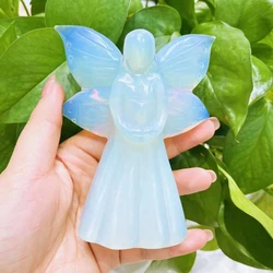 Opalite Wings Angel Figurines Quartz Stone Reiki Healing Home Decor Butterfly Fairy Meditation Rune Guardian Angel Ornament Gift