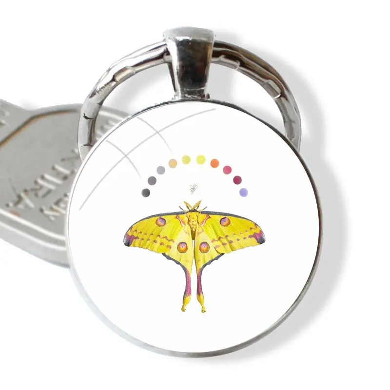 Comet Moth Customizable Keychain Handmade Glass Cabochon Key Ring Holder Pendant Key Chains