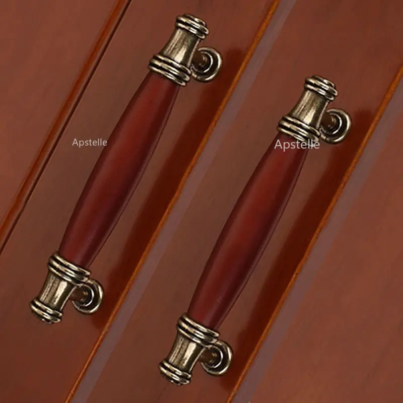 Solid Wood Head Chinese Style Drawer Cabinet Door Wardrobe Garden Handle Mahogany Cabinet Furniture Hardware Handle Small Handle