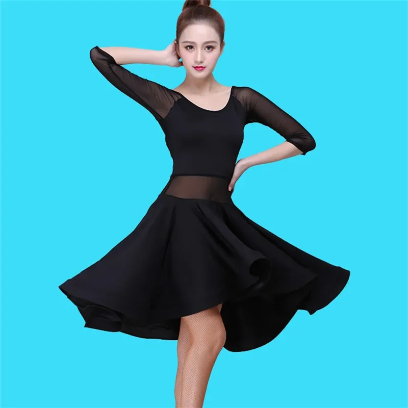 Adult Latin Dance dress Woman Practice dress  Performance Latin Dance skirt Salsa tango black Women Latin dance dresses