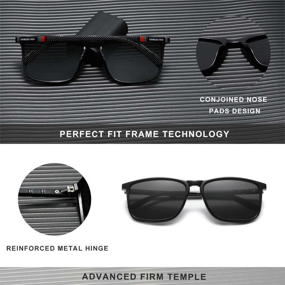 KINGSEVEN Men Sunglasses Polarized Anti-Glare Mirror Lens Rectangle Women UV400 Outdoor Sports Eyewear