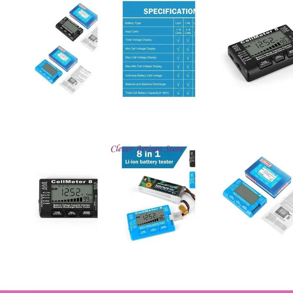 

E06B CellMeter 8 Разрядник баланса-LiPo Li-lon Рулевой механизм NiMH RC Батарея Тестер Измеритель ЖК-цифровой батареи Проверка