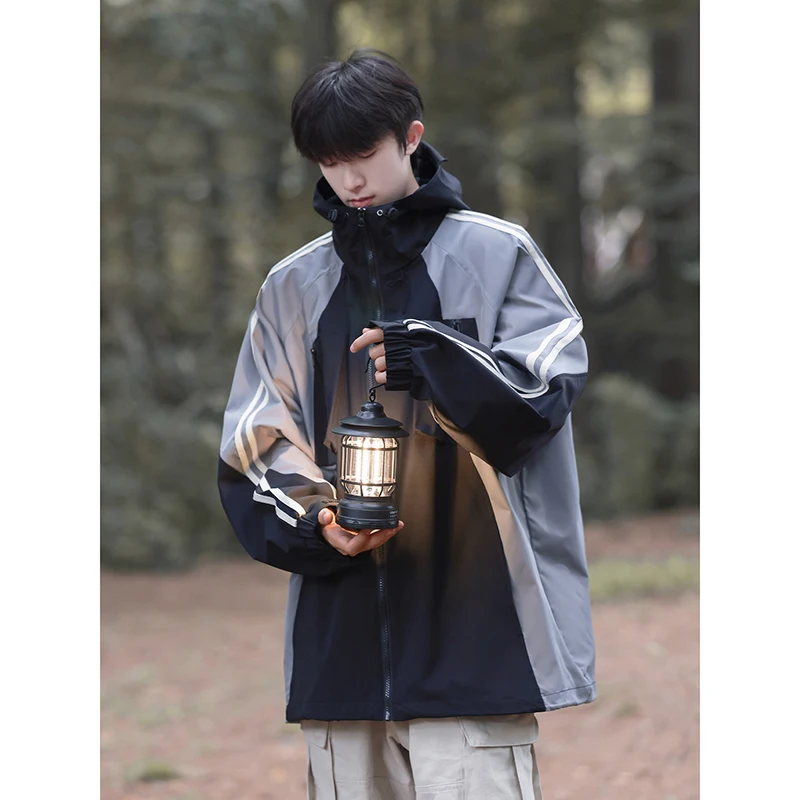 

Color Blo Men's Spring Autumn Jaet Outdoor Casual Sport Coat Loose Fit Multi ket Anti Wind Breathable y Top