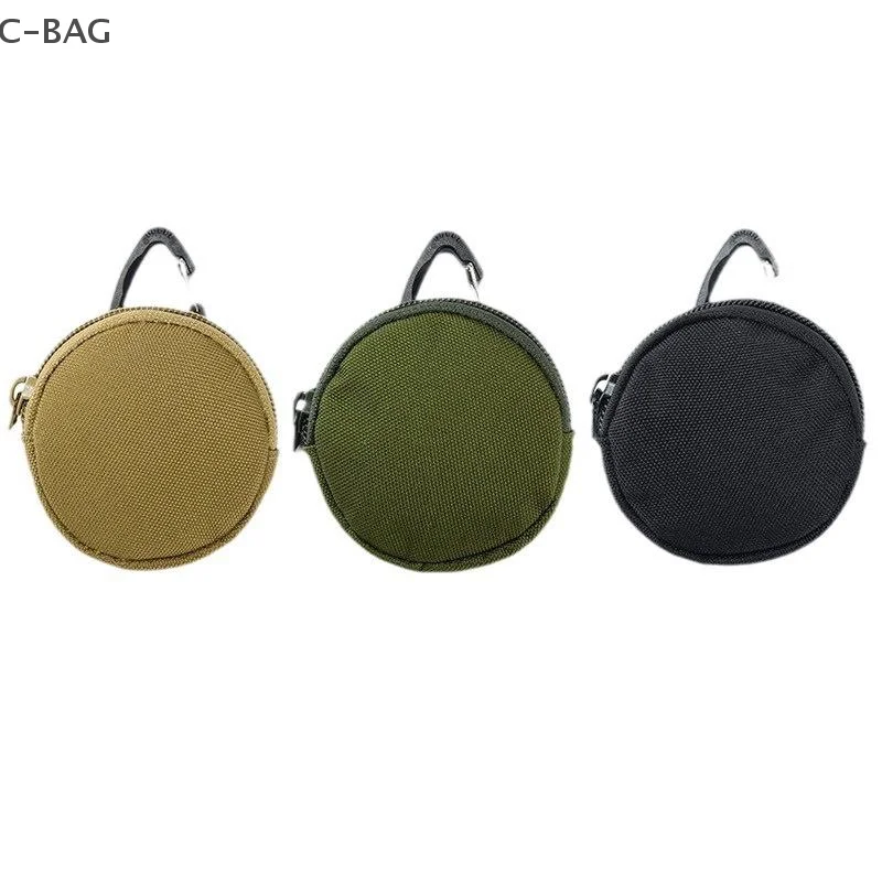 コンパクトなタクティカルイヤホンホルダーとキーポーチ。ポータブルな丸型コインホルダー。クラシックなアウトドアスポーツ収納ケース。