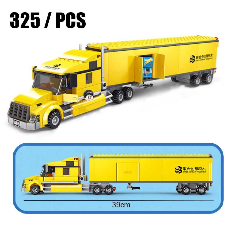 SLUBAN City Maintenance Transporter autocisterna Trailer Crane Car MOC Figures Building Blocks mattoni Classic Model Toys For Kid